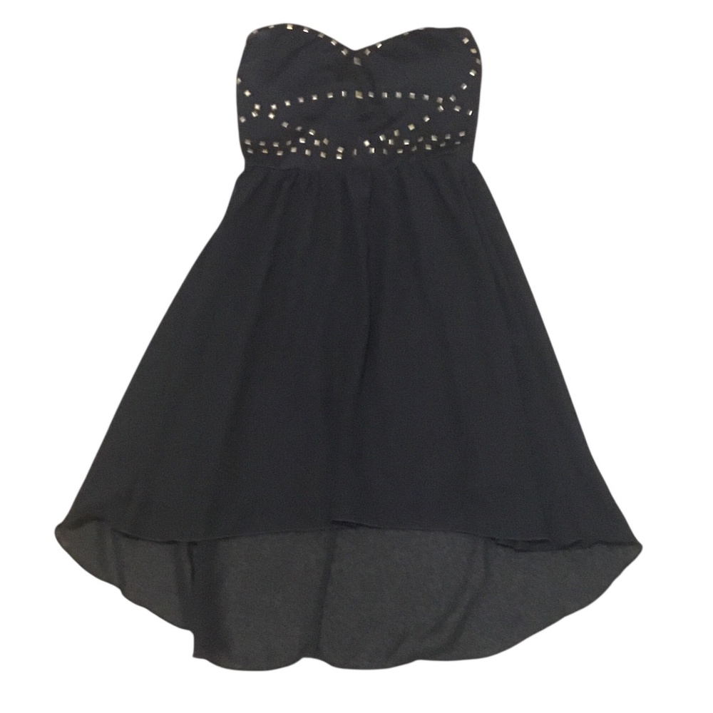 Strapless Black Dress with Studs